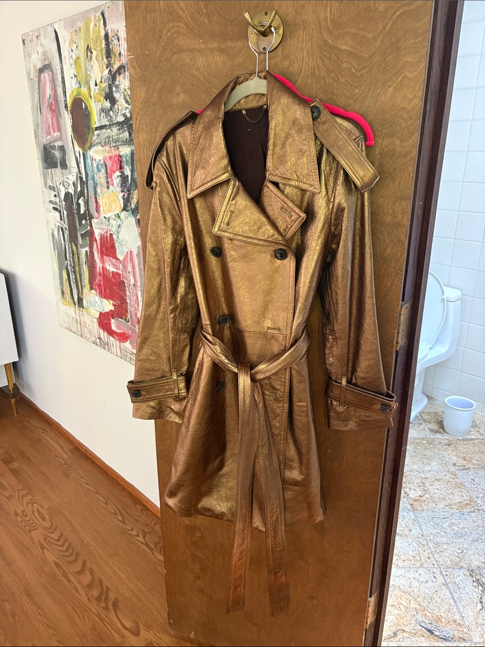 Banana Republic Metallic Bronze Leather Trench Coat
